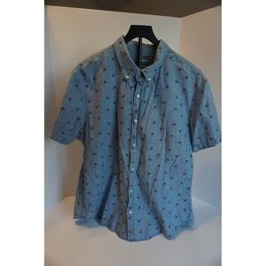 Bonobos Mens XXL Short Slim Fit Chambray Pineapple Print Button Down Shirt Blue